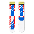 Scattered Stripe Crew Sock White