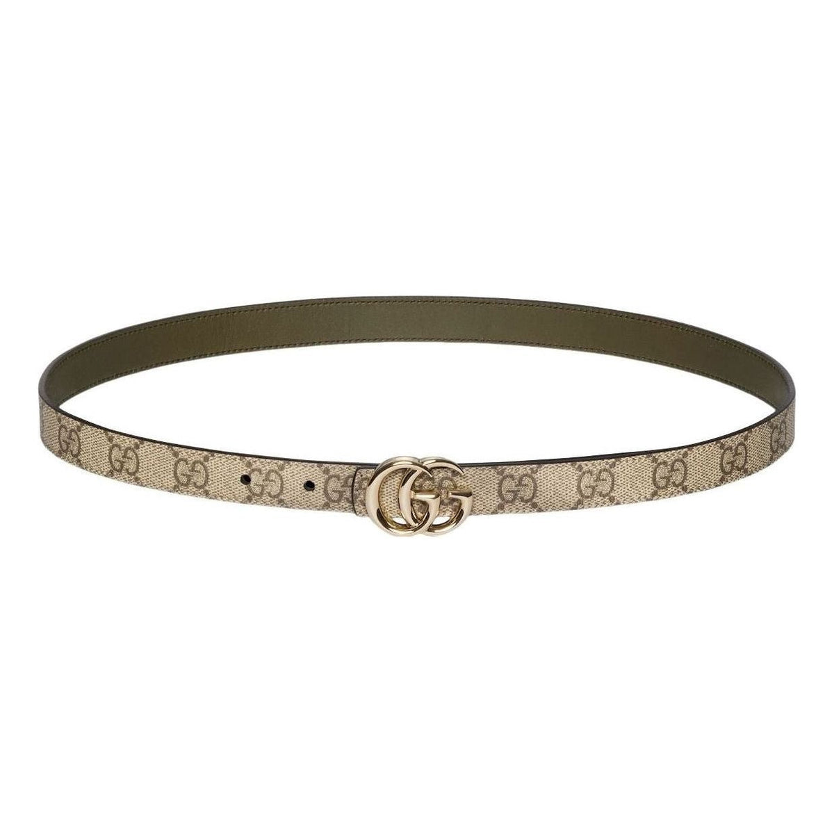 (WMNS) Gucci 26 Reversible GG Marmont Thin Belt 'Beige Khaki'  847132-FAFGJ-9778