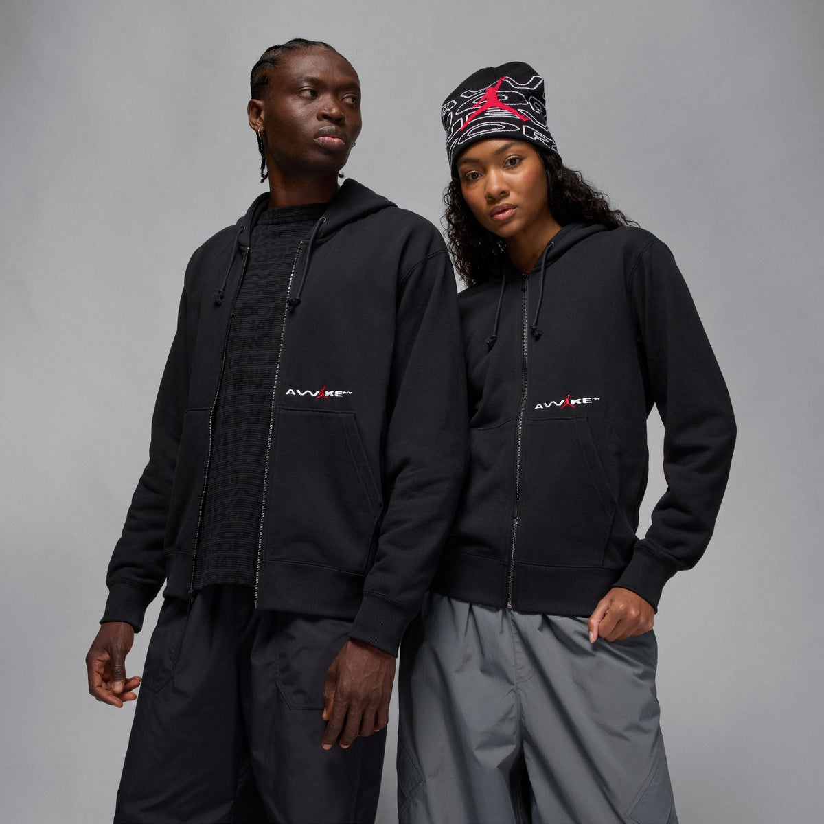 AWAKE NY X JORDAN FULL-ZIP HOODIE "BORO" - BLACK