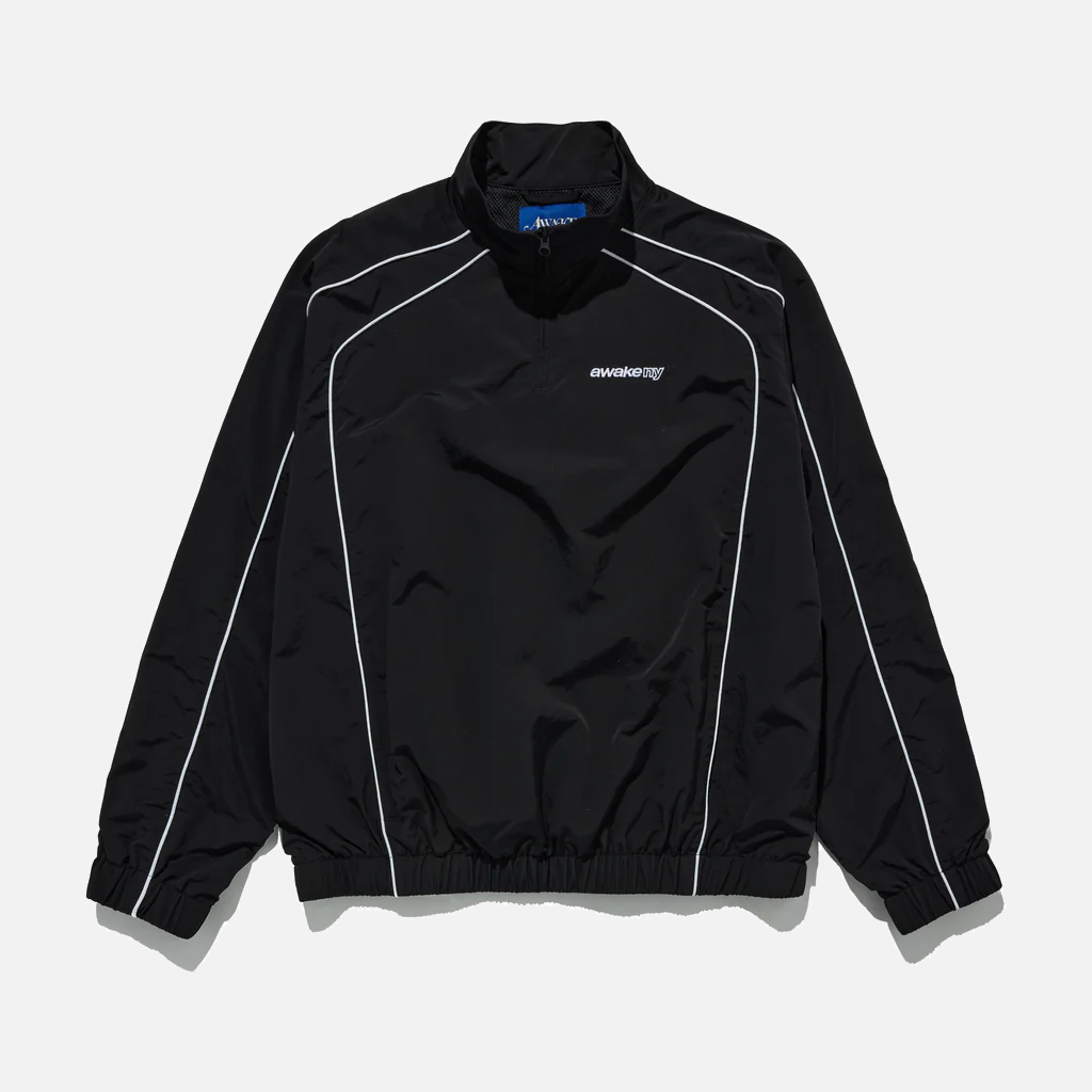 QUARTER ZIP TRACK JACKET - BLACK
