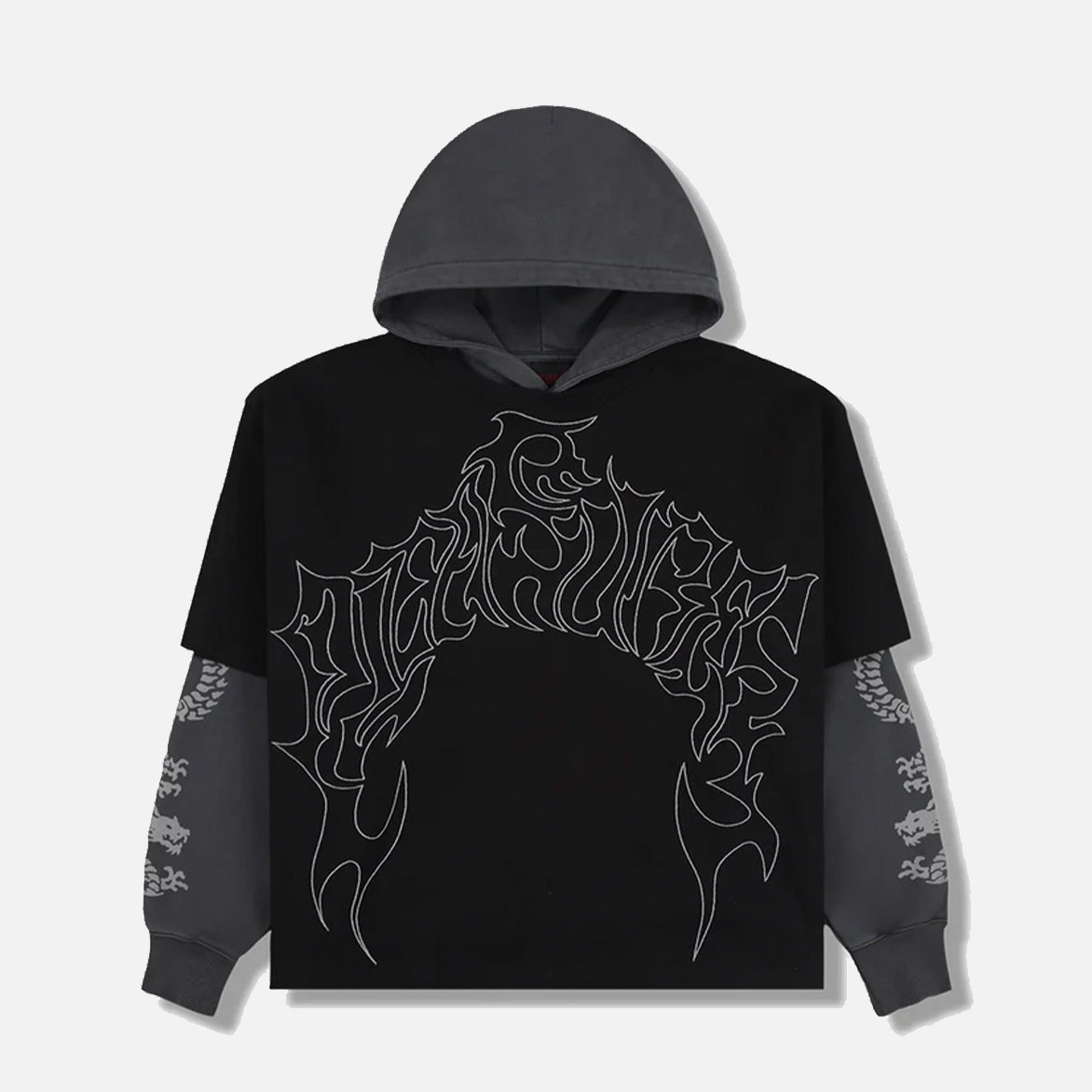 DRAGON LAYERED HOODIE - BLACK