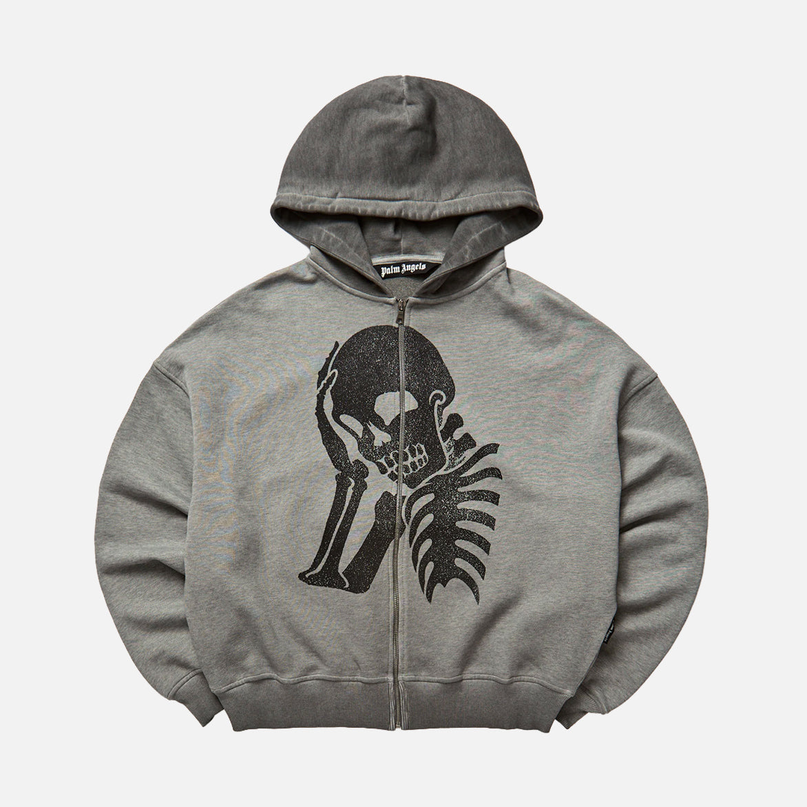 SKULL ZIPPED LOOSE HOODIE - METALLIC GREY