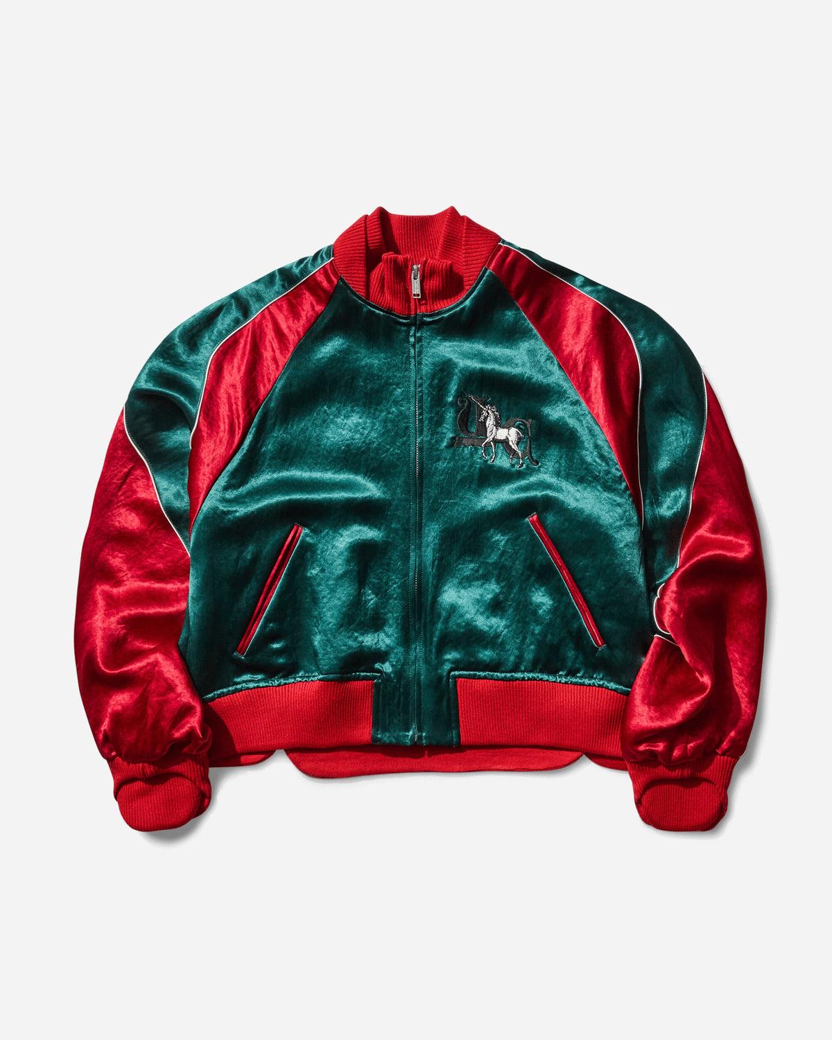 Women's Embroidered Bomber Jacket Green
