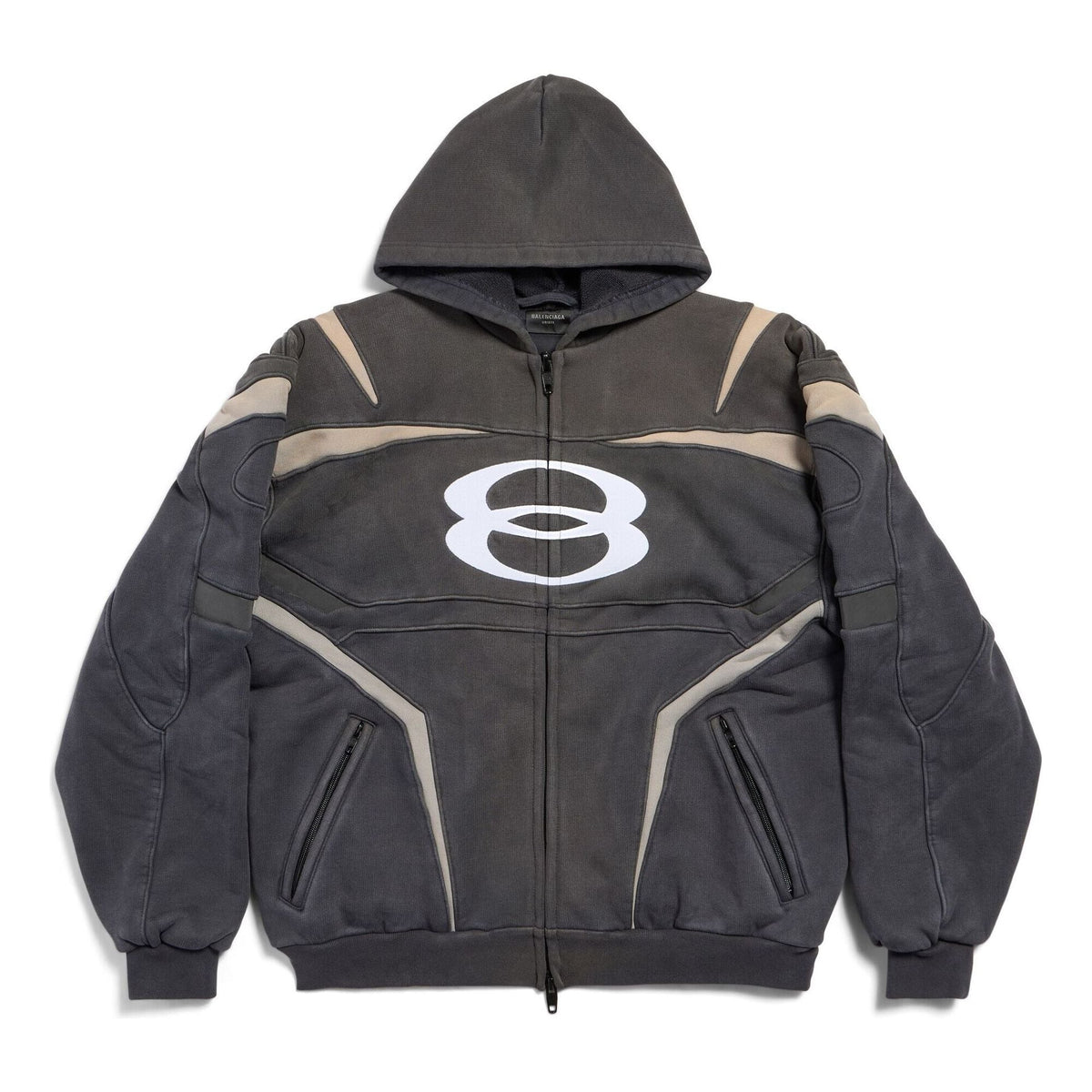 Balenciaga Unity Sports Icon Biker Zip-Up Hoodie Oversized 'Black White' 790359TQVM21070