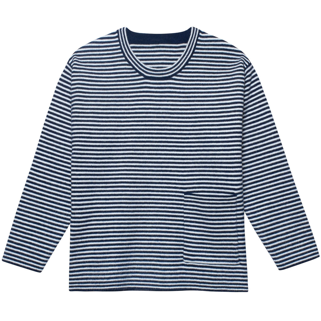 Infant & Toddler Boys Blue Striped Sweater with Pocket