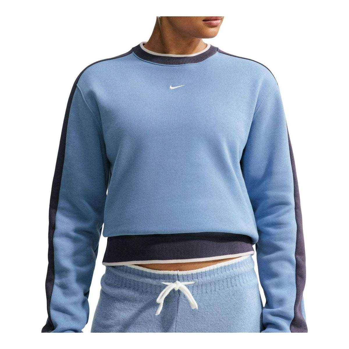 (WMNS) Nike Studio Fleece Medium Weight Crew 'Work Blue Gridiron Sail' IV4944-486