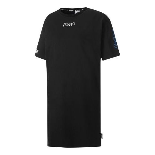 (WMNS) PUMA x Mr Doodle Crossover Casual Sports Breathable Short Sleeve Dress Black 530656-01