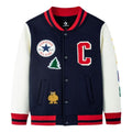 (GS) Converse Color-blocked Embroidered Baseball Jacket Asia Sizing 'Navy White Red' CV2242170GS-001
