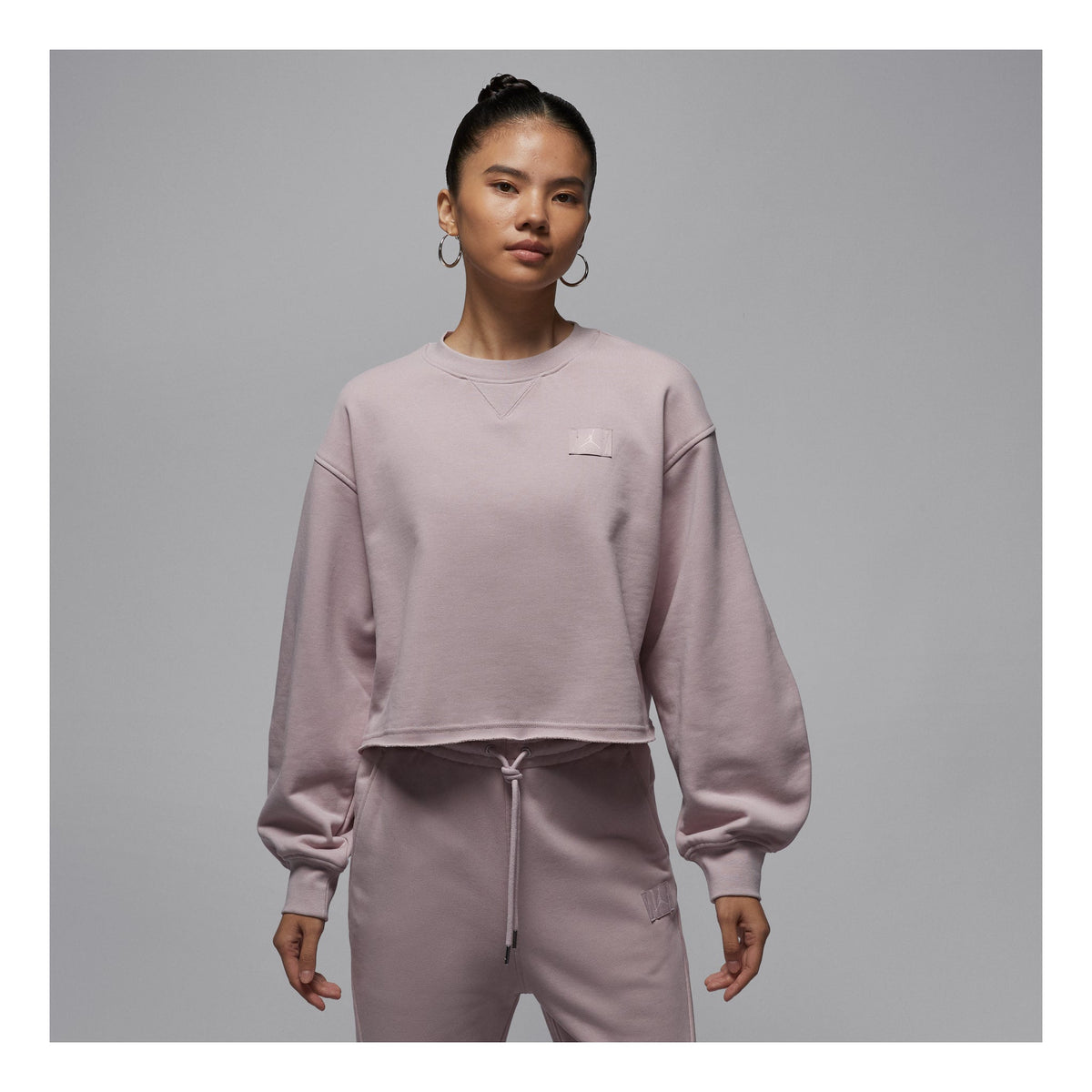 (WMNS) Air Jordan Flight Fleece Mid-Length Crew Neck Sweatshirt 'Particle Rose Red' IF1007-627