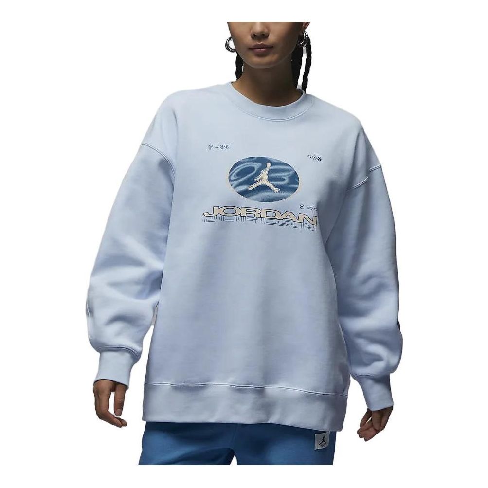 (WMNS) Air Jordan Fearless Fleece Sweatshirt Asia Sizing 'Light Blue' FV4021-423