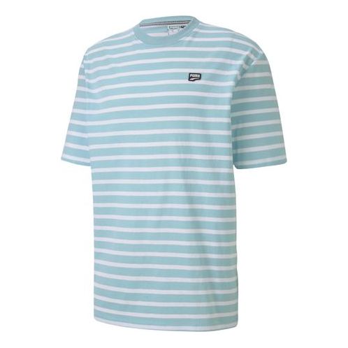 PUMA Downtown Strlped Stripe Round Neck Short Sleeve Sky Blue 597457-18