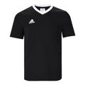 Men's adidas Contrasting Colors Collar Logo Casual Sports Short Sleeve Black T-Shirt HE1573