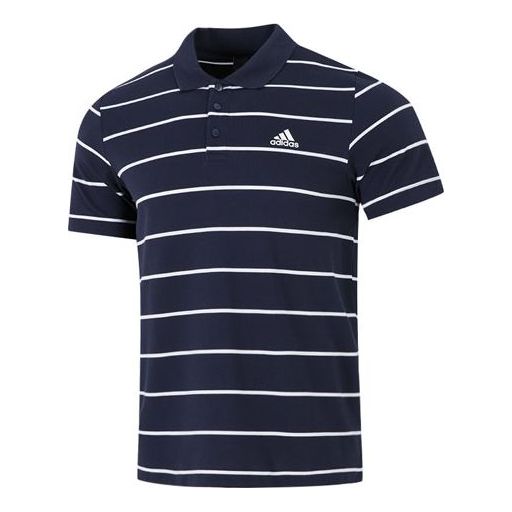 adidas Fi Stripe Small Label Athleisure Casual Sports Short Sleeve Polo Shirt Navy Blue HE7434