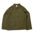 Men's Nike Solid Color Logo Lapel Casual Long Sleeves Military Green Jacket DQ5185-326