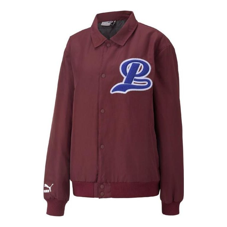 PUMA Team Bomber Button Down Jacket 'Burgundy' 539272-42