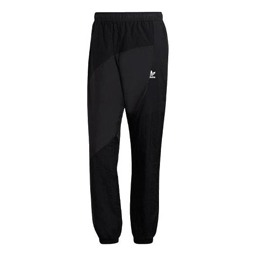 Men's adidas originals Casual Solid Color Splicing Sports Pants/Trousers/Joggers Black HE2953