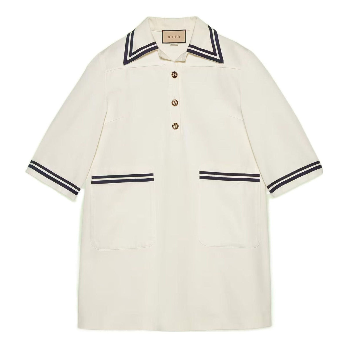 (WMNS) Gucci Stripe-trim Cotton Shirt Dress 'White' 691890-XDBX3-9133