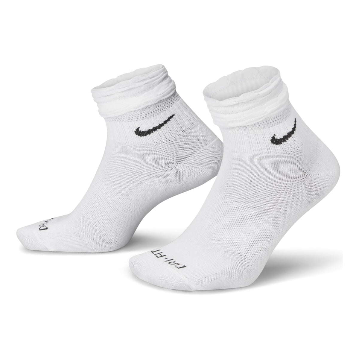 Nike Solid Color Logo Quick Dry Athleisure Casual Sports Knit Socks Unisex 2 Pairs White DH5485-100