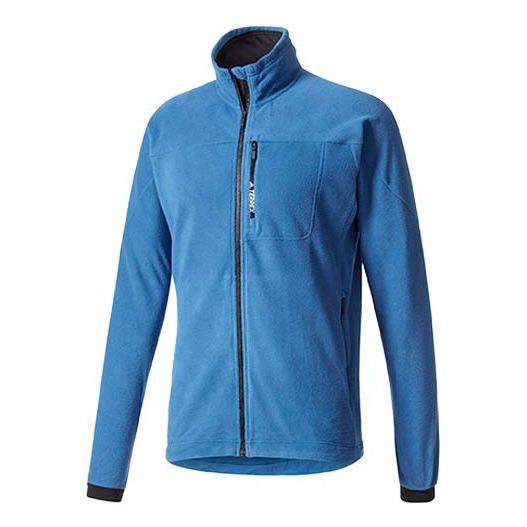 adidas Casual Sports Fleece Stand Collar Slim Fit Jacket Blue BP9686