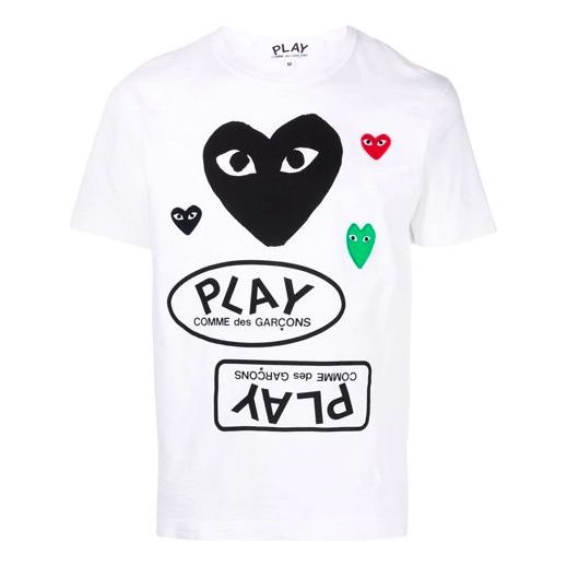 COMME des GARCONS PLAY Multi Heart T-Shirt 'White Black' P1T282-1