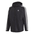 Men's adidas originals Stripe Logo Casual Sports Hooded Jacket Autumn Black GD5844