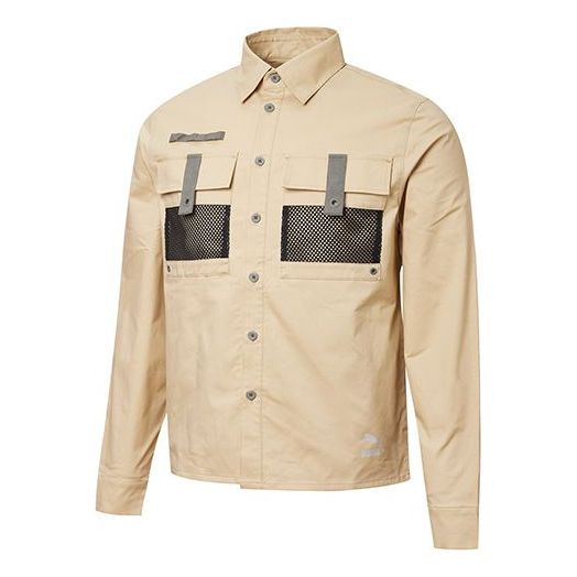 PUMA lapel Casual Zipper Woven Jacket Khaki 532186-12