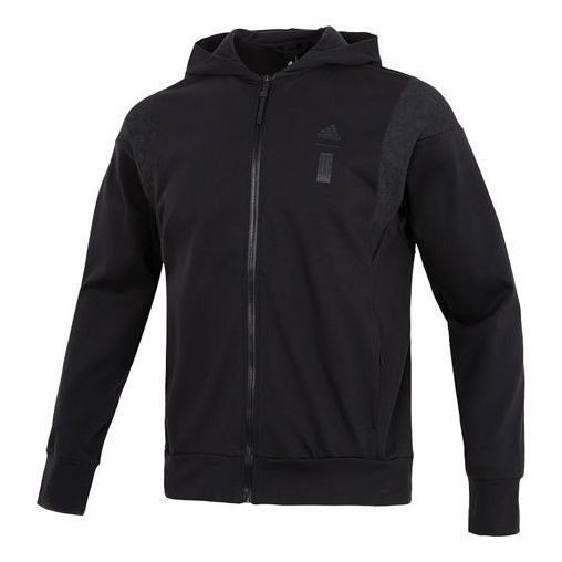 Men's adidas WJ PREM KN JKT Athleisure Casual Sports Hooded Solid Color Jacket Black HM2954