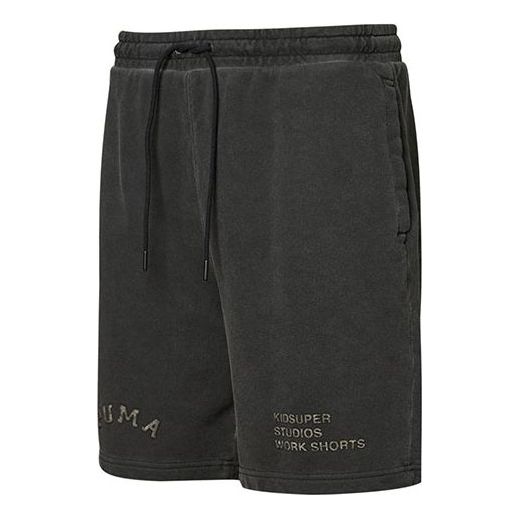 PUMA x Kidsuper Studios Crossover Logo Alphabet Embroidered Distress Drawstring Sports Shorts Black 531854-01