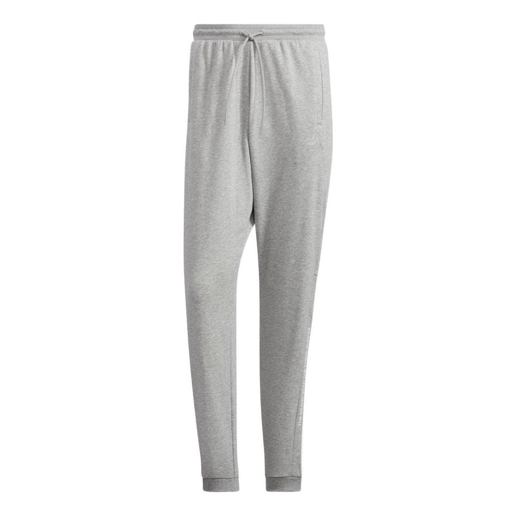 Men's adidas Solid Color Drawstring Casual Breathable Sports Pants/Trousers/Joggers Gray HD0075