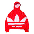 adidas originals Big trefoil Stripe Large Logo hooded Casual Jacket Red FM7076