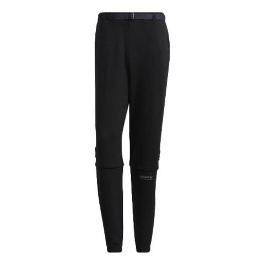 Men's adidas originals Solid Color Lacing Casual Joggers/Pants/Trousers Black HC0386