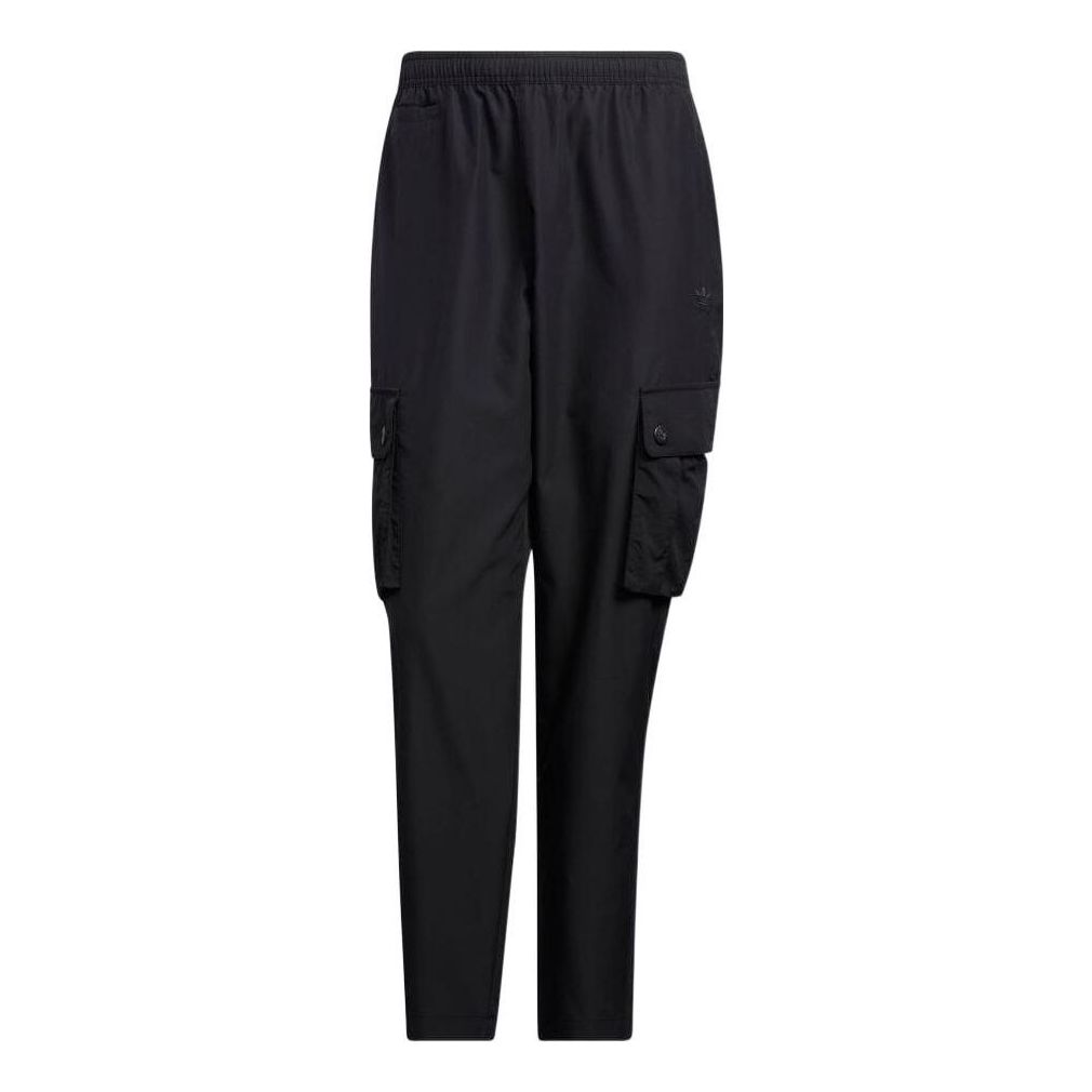 Men's adidas originals Solid Color Big Pocket Cargo Casual Pants/Trousers Black HU1155