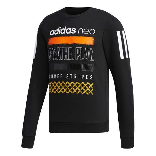 adidas neo Athleisure Casual Sports Knit Round Neck Pullover Black DX0043