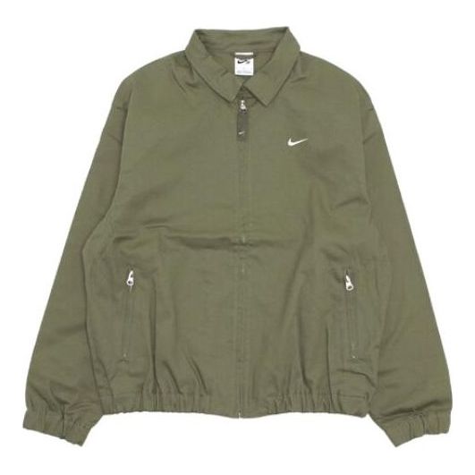 Men's Nike Solid Color Logo Casual Lapel Jacket Green DQ6335-222