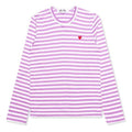 COMME des GARCONS PLAY Striped Mini Logo Long Sleeves Tee 'Pink' AZ-T218-051-4