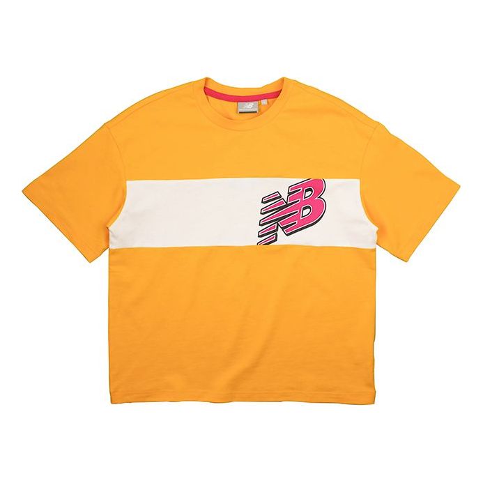 (WMNS) New Balance Athleisure Casual Sports Round Neck Colorblock Short Sleeve Yellow NEA23042-YL