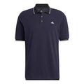 Men's adidas Alphabet Logo Embroidered Stripe Buckle Short Sleeve Legendary Ink Blue Polo Shirt HS4393