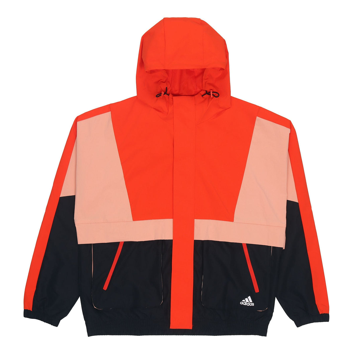 adidas Loose Logo Casual Contrasting Colors Woven Windproof Hooded Jacket Orange H40212