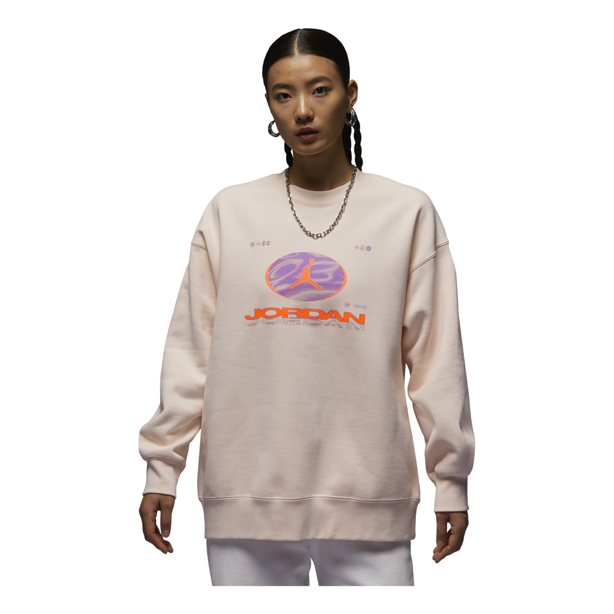 (WMNS) Air Jordan Fearless Fleece Sweatshirt Asia Sizing 'Orange Pink' FV4021-823