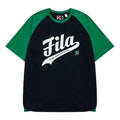 Men's FILA FUSION Contrasting Colors Knit Casual Sports Short Sleeve Black T-Shirt T11M132107F-BK