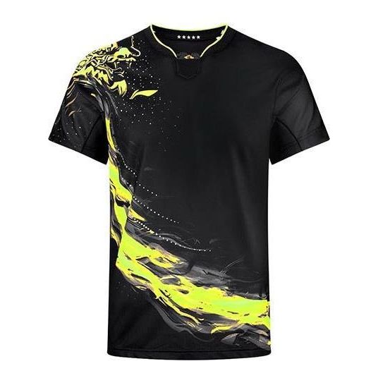 Li-Ning Fast-Dry Table Tennis Dragon T-Shirt 'Black Yellow' AAYR357-2