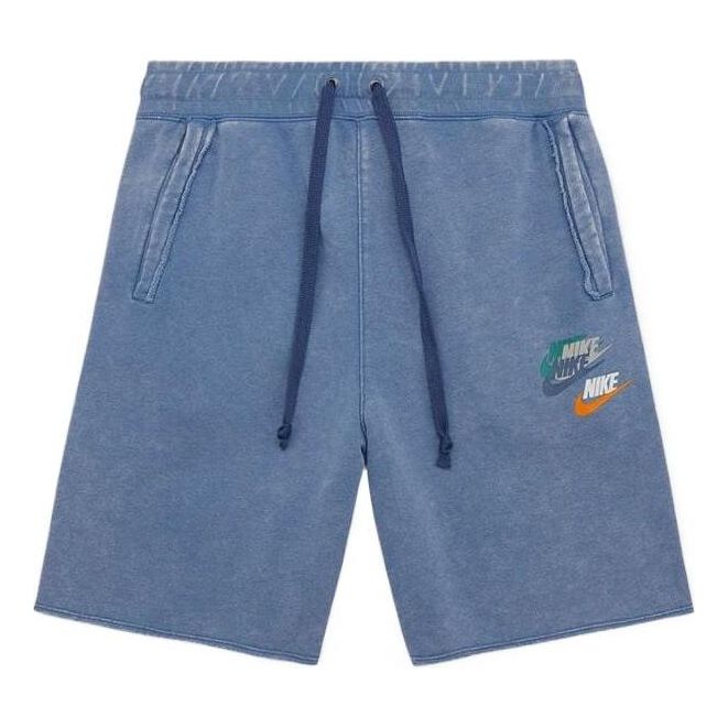 Men's Nike Alphabet Logo Straight Loose Casual Shorts Blue DV3315-410