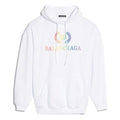 (WMNS) Balenciaga Rainbow Logo Hoodie White 570798TEV509044