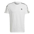 Men's adidas Logo Embroidered Stripe Round Neck Sports Short Sleeve White T-Shirt HK2798
