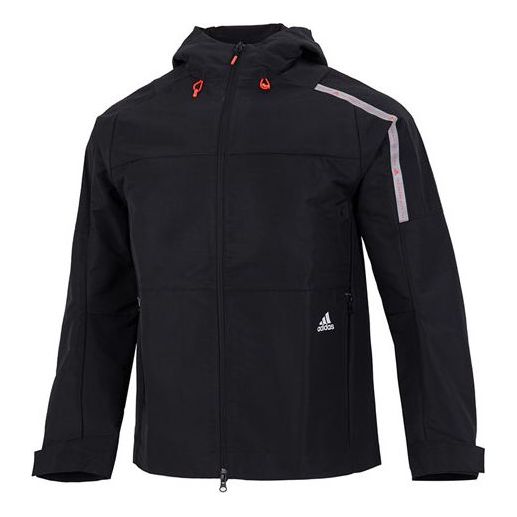Men's adidas Th Commmtek Wvjk Solid Color Athleisure Casual Sports Hooded Jacket Black HR4438