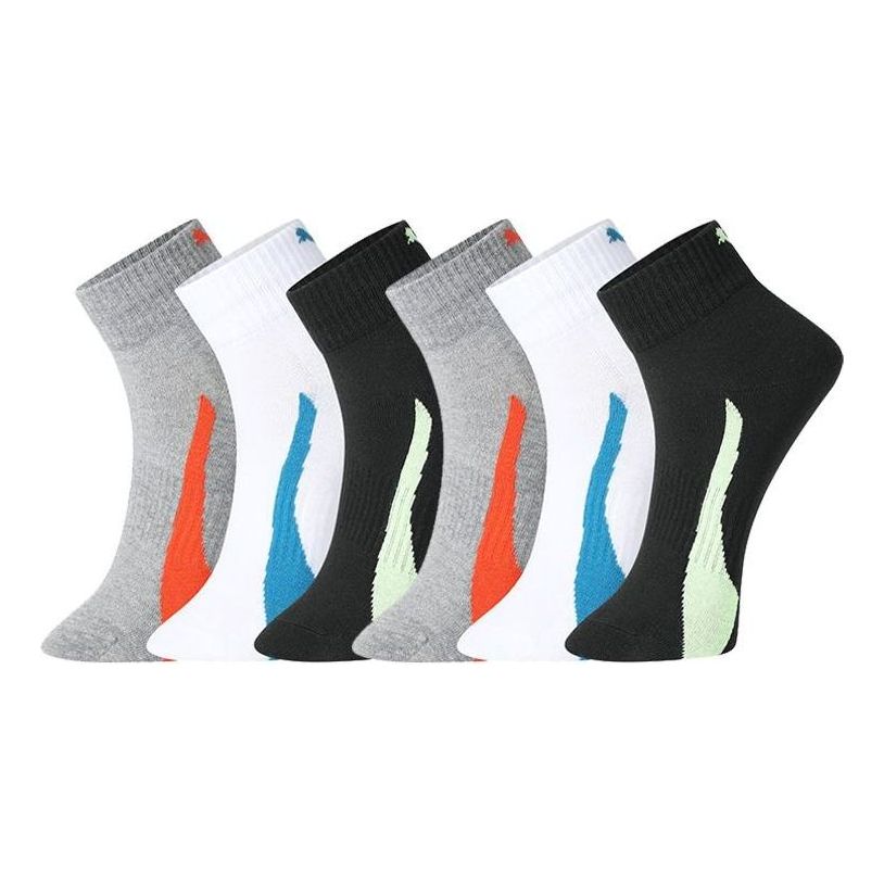 PUMA Lifestyle Short Socks 3 Pairs 'Black Orange White Blue Green' 701218310-003
