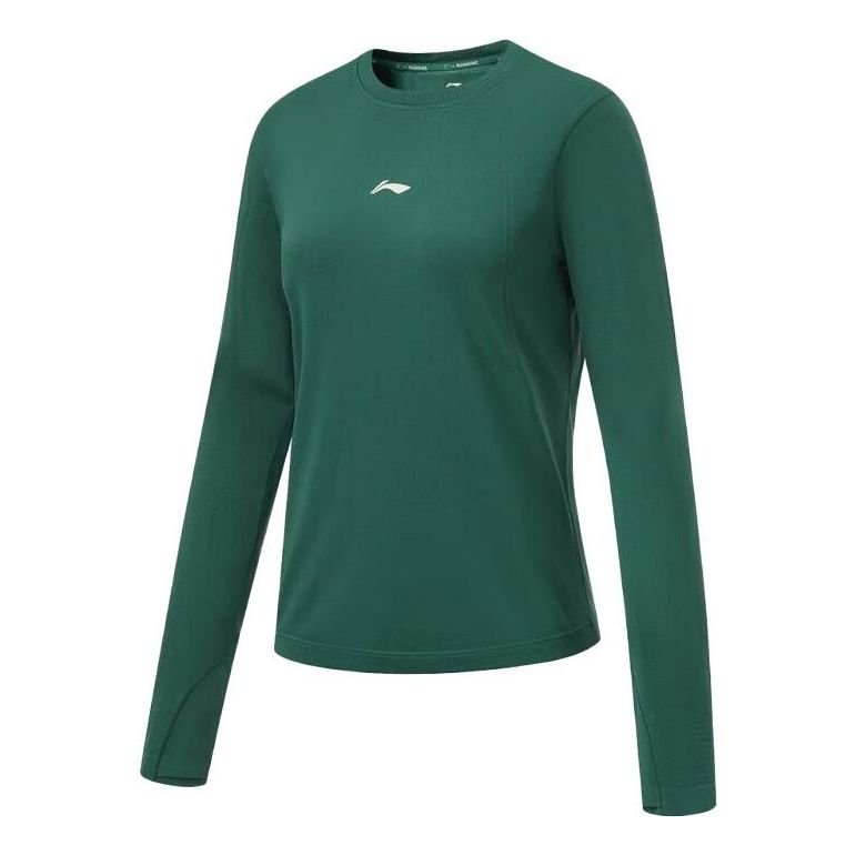 (WMNS) Li-Ning Logo Running Long Sleeve T-Shirt 'Forest Green' ATLT082-6
