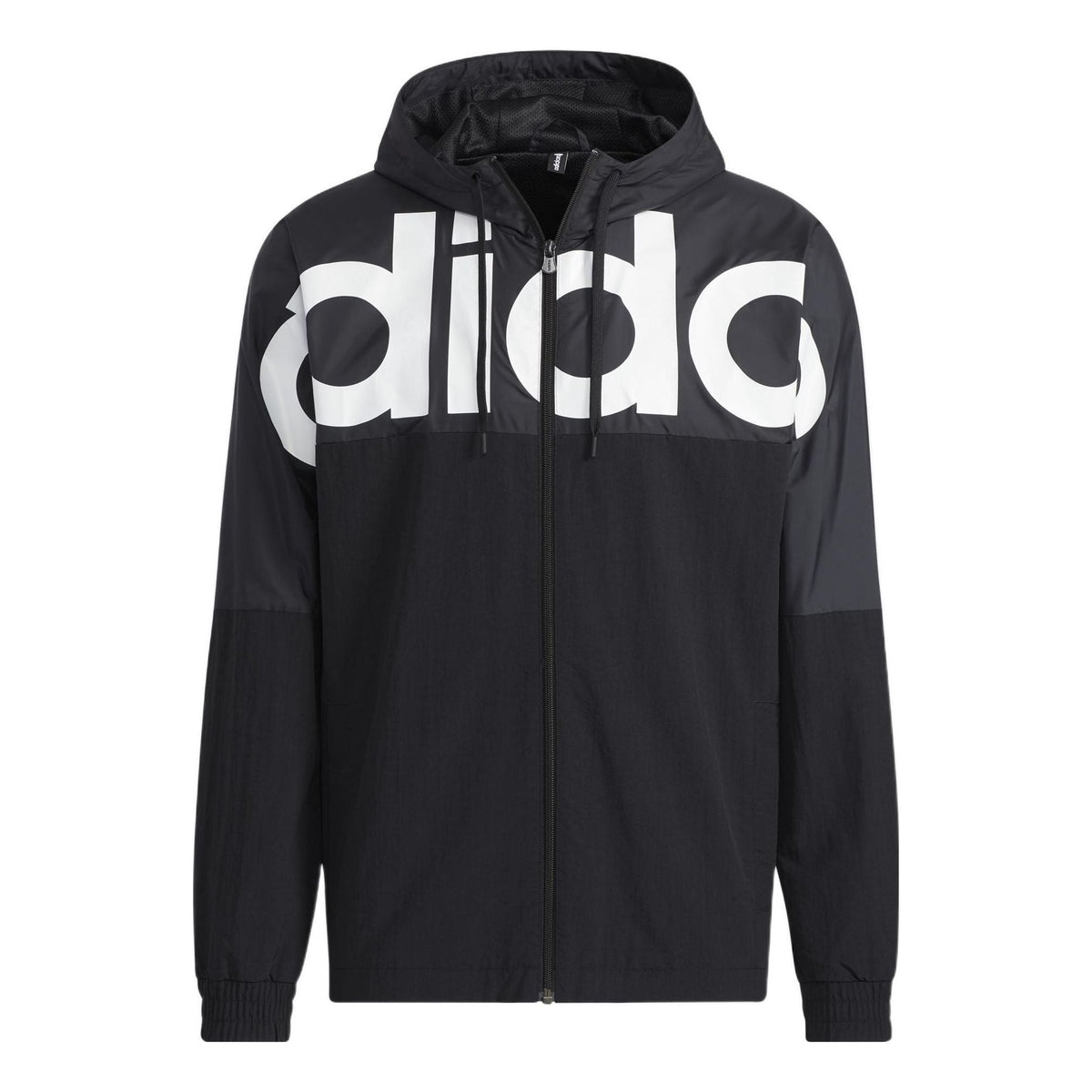 adidas Large Logo Contrast Color Stitching Athleisure Casual Sports Hooded Jacket Black HD4700