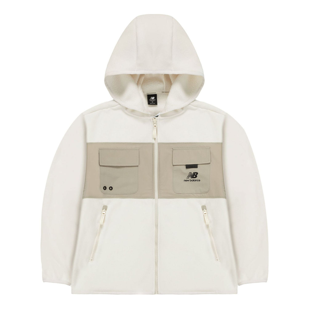 New Balance Men's New Balance Casual Sports Contrasting Colors Knit Hooded Polar Fleece Jacket Milky White AMJ13382-MSU