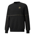 PUMA Luxe Crew Embroidered Logo Sports Round Neck Knit Pullover Black 534410-01